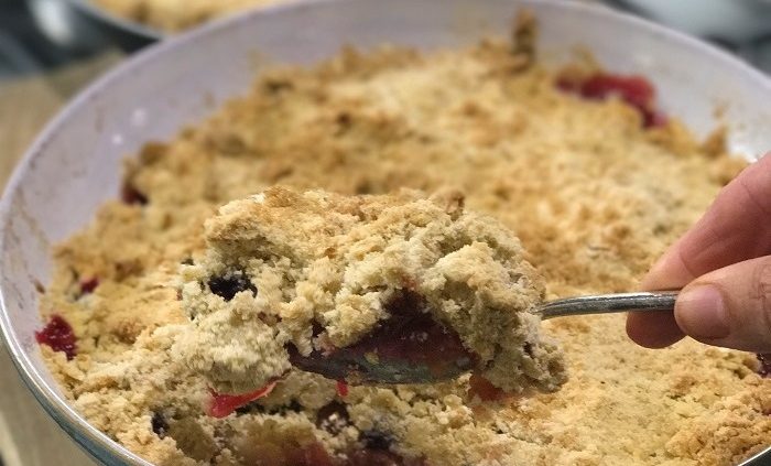 Belvoir rhubarb and apple crumble