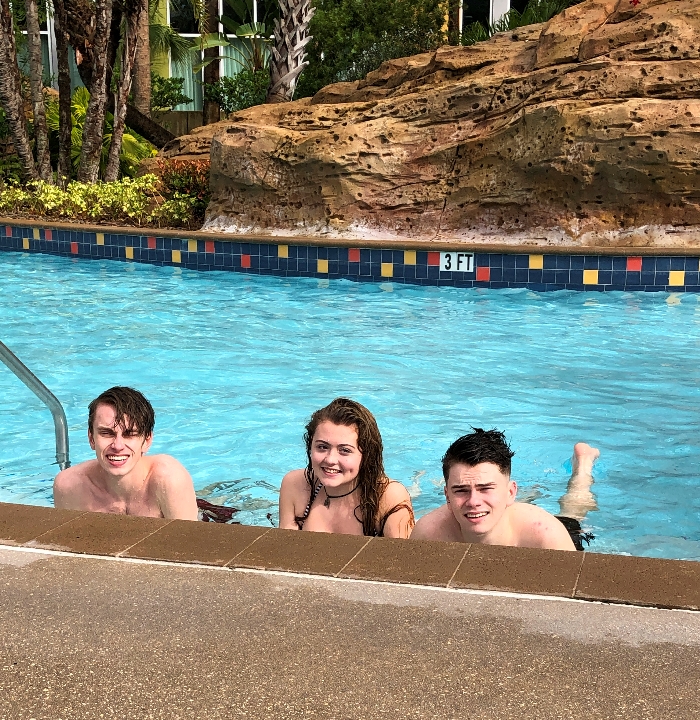 Sam, Amy and Chas in the lazy river