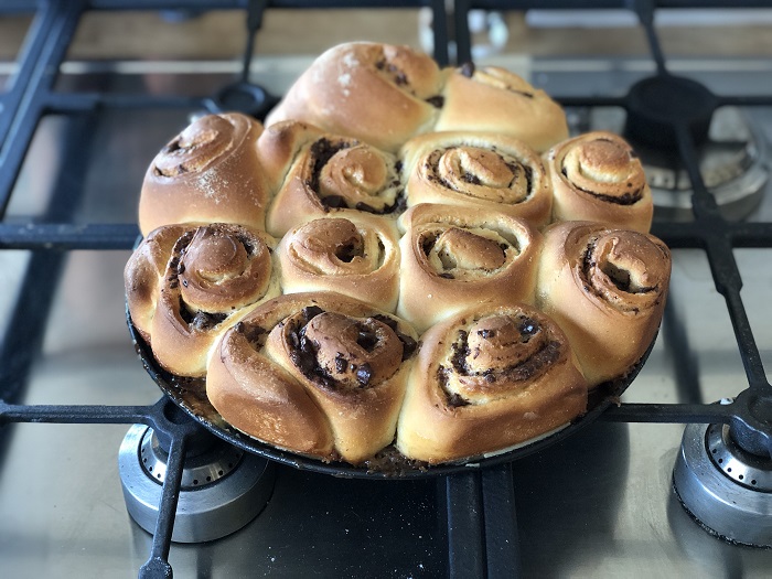 Homemade chocolate swirl buns - fresh out of the oven