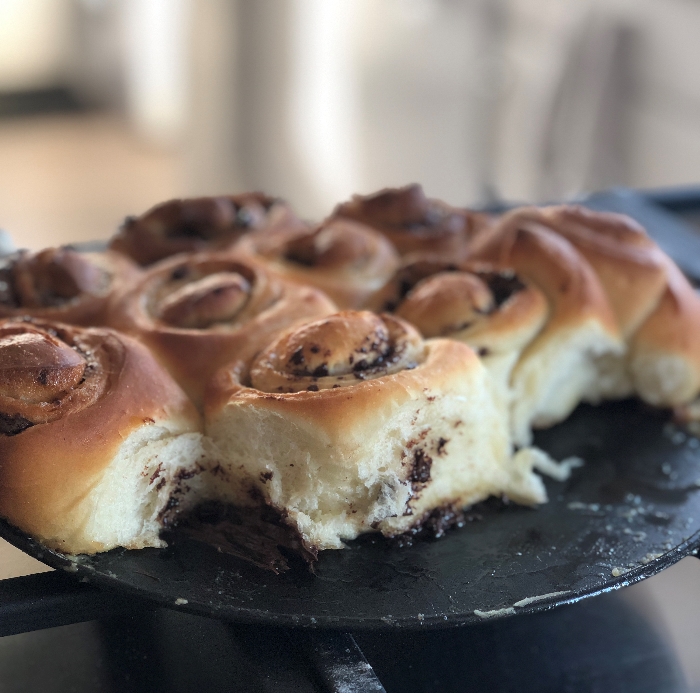 Homemade chocolate swirl buns - just tear and share