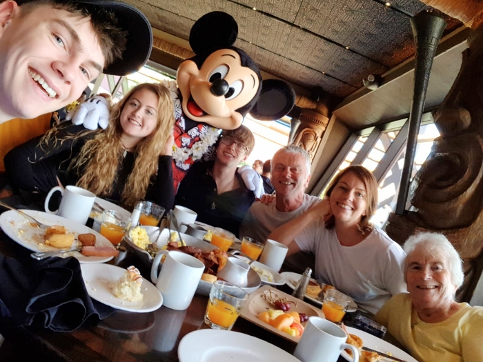 With Mickey at the best friends breakfast with Lilo & Stitch