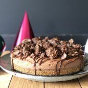 Nutella cheesecake with smashed Ferrero Rocher