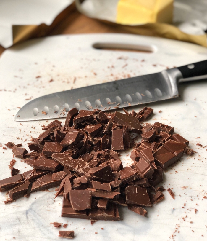 Chop the dark chocolate into shards