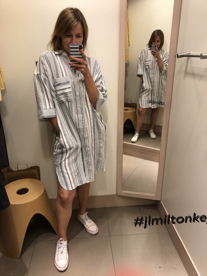 Miller stripe cotton shirt dress from AND/OR at John Lewis