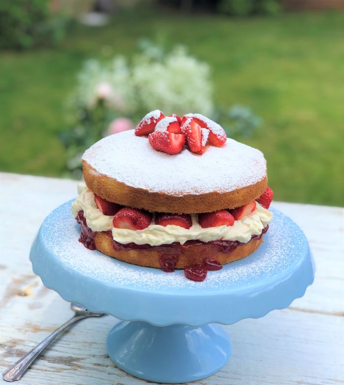 The perfect Victoria sponge with fresh cream and jam