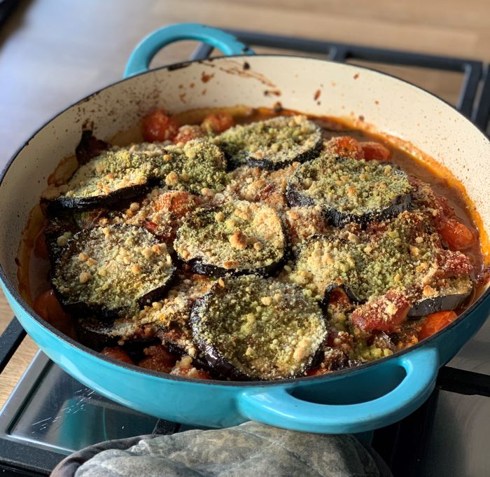 Mindful Chef aubergine and pesto bake