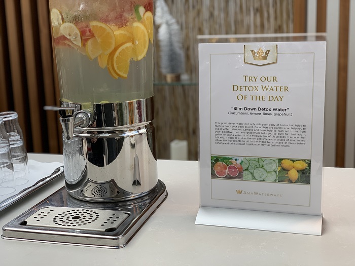 Refreshing water at the Zen Wellness Studio