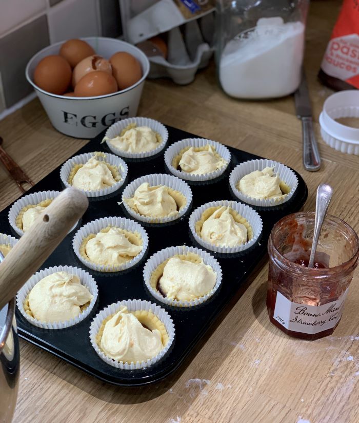 Top with the sponge mixture