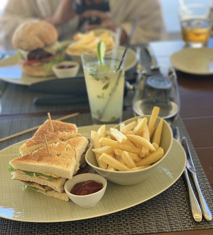 Club sandwich at Kwéyòl Beach Café