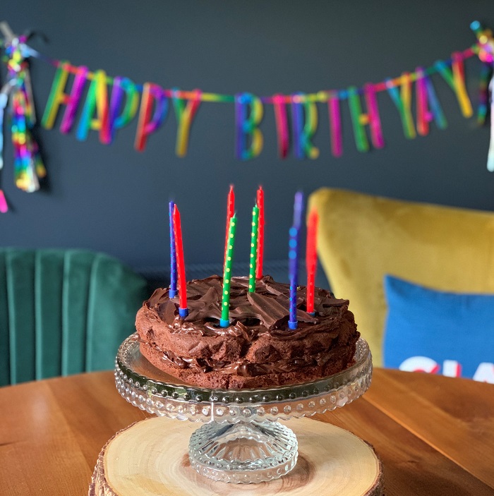 Charlie's birthday chocolate fudge cake with dark chocolate ganache