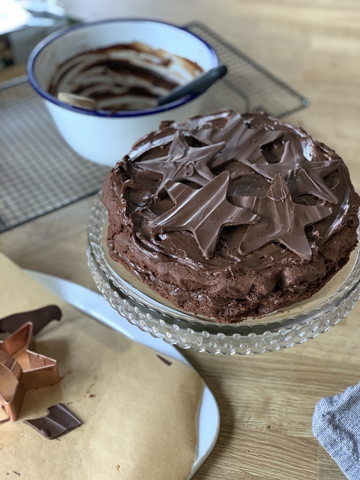 Chocolate fudge cake with dark chocolate ganache