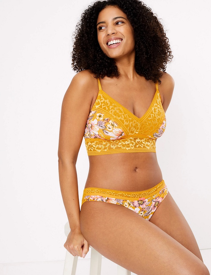 M&S tropical print bralette £9.50 and matching knickers £6