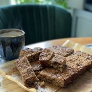 Peanut, coconut and chocolate chip flapjacks