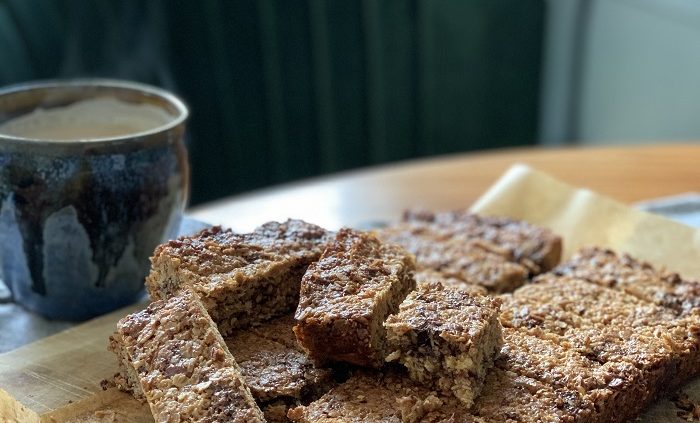 Peanut, coconut and chocolate chip flapjacks