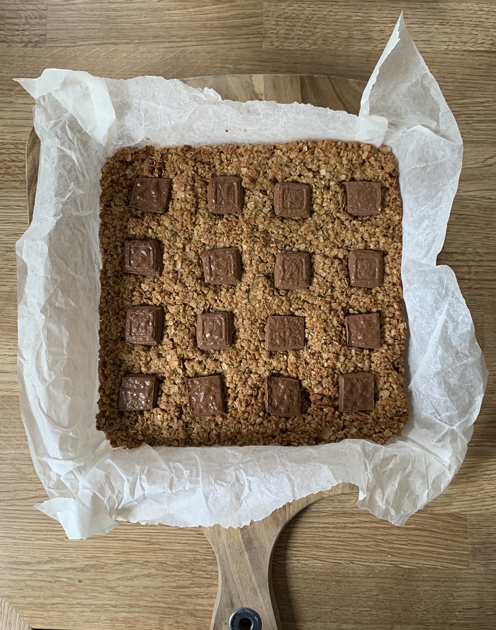 Coconut and chocolate chunk flapjacks