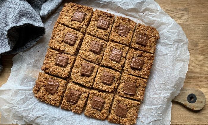 Coconut and chocolate chunk flapjacks