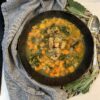 Sweet potato soup with parmesan and sage croutons